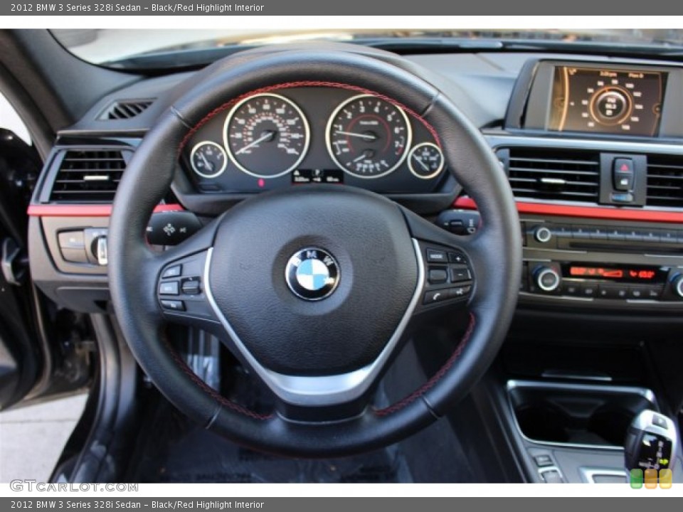 Black/Red Highlight Interior Steering Wheel for the 2012 BMW 3 Series 328i Sedan #101441668