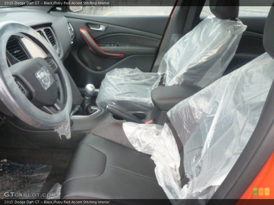 Black/Ruby Red Accent Stitching Interior Front Seat for the 2015 Dodge Dart GT #101459943