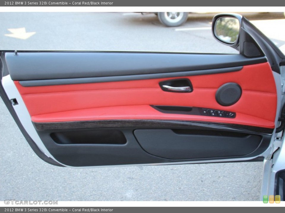 Coral Red/Black Interior Door Panel for the 2012 BMW 3 Series 328i Convertible #101480004