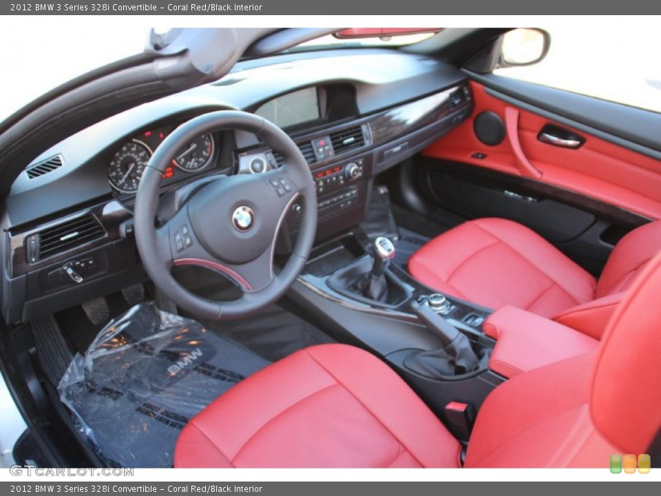 Coral Red/Black Interior Photo for the 2012 BMW 3 Series 328i Convertible #101480038