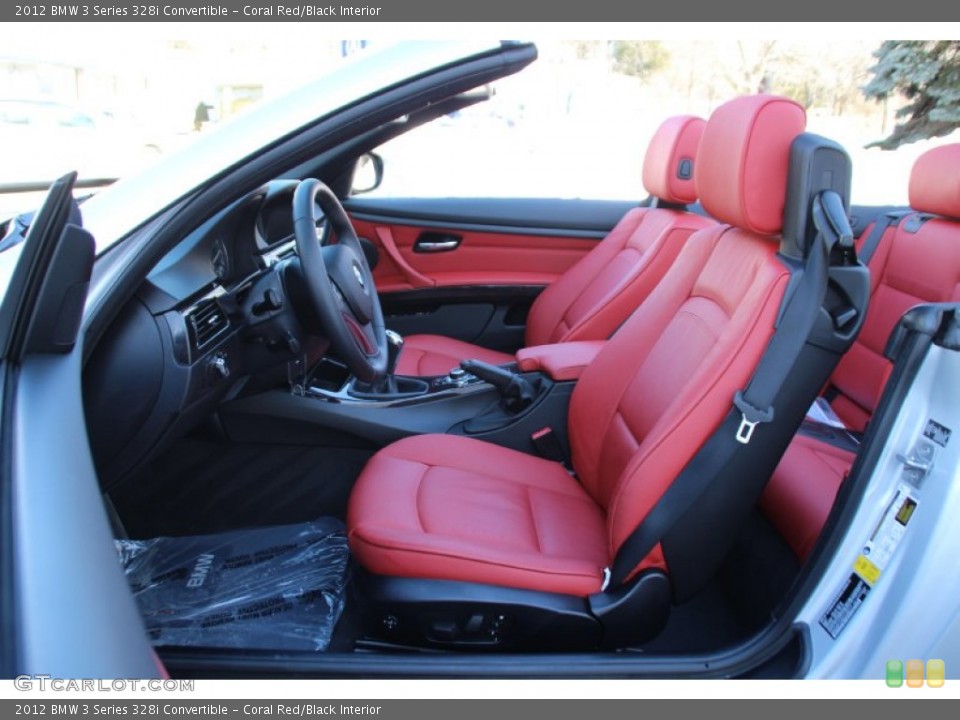 Coral Red/Black Interior Front Seat for the 2012 BMW 3 Series 328i Convertible #101480058