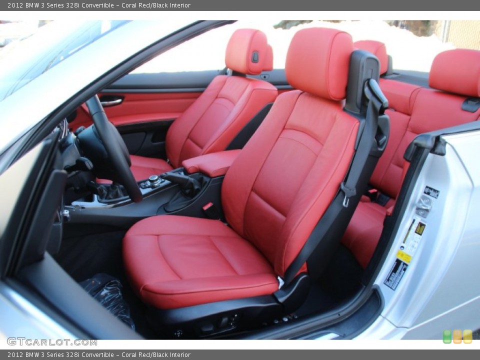 Coral Red/Black Interior Front Seat for the 2012 BMW 3 Series 328i Convertible #101480094