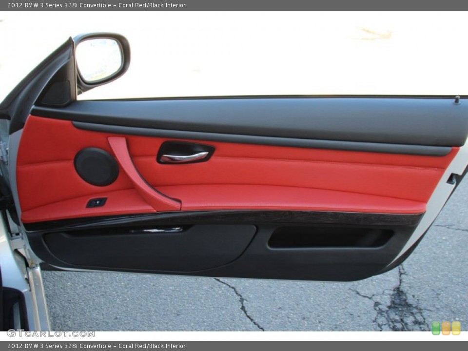 Coral Red/Black Interior Door Panel for the 2012 BMW 3 Series 328i Convertible #101480295