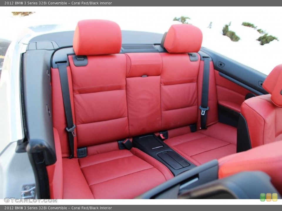 Coral Red/Black Interior Rear Seat for the 2012 BMW 3 Series 328i Convertible #101480316
