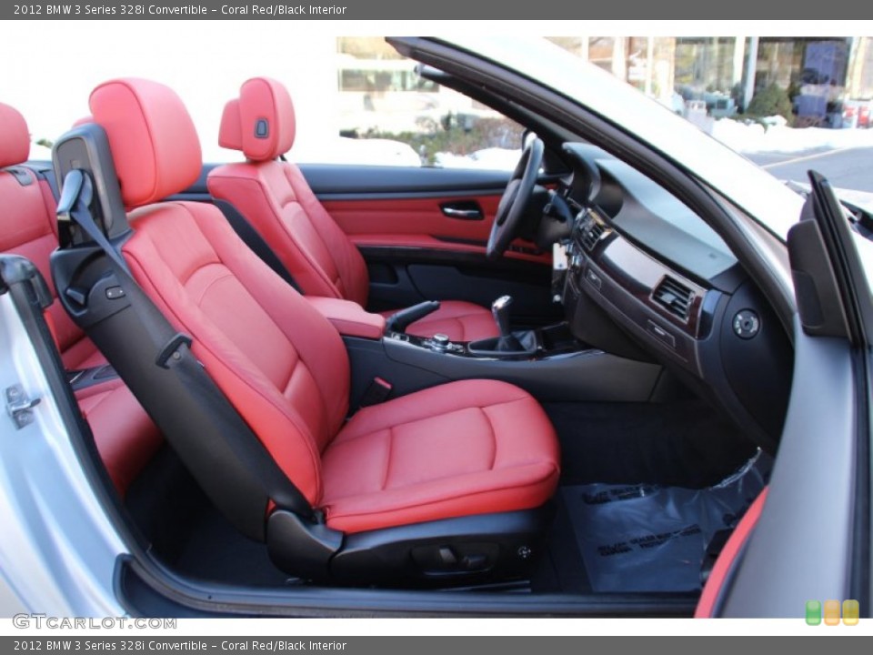 Coral Red/Black Interior Front Seat for the 2012 BMW 3 Series 328i Convertible #101480361
