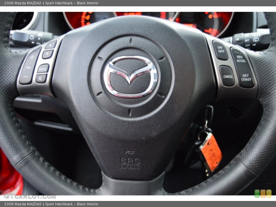 Black Interior Steering Wheel for the 2008 Mazda MAZDA3 s Sport Hatchback #101509193