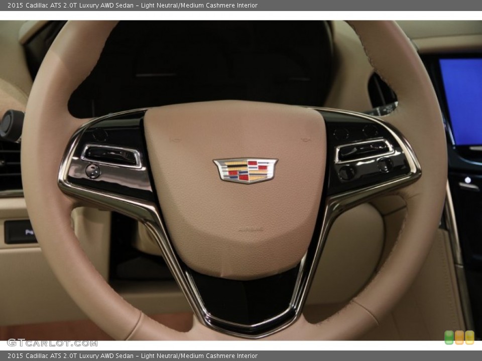 Light Neutral/Medium Cashmere Interior Steering Wheel for the 2015 Cadillac ATS 2.0T Luxury AWD Sedan #101531713