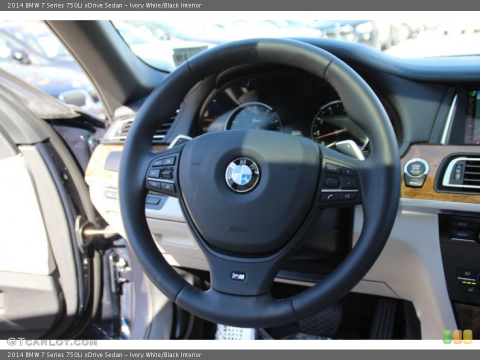Ivory White/Black Interior Steering Wheel for the 2014 BMW 7 Series 750Li xDrive Sedan #101552992