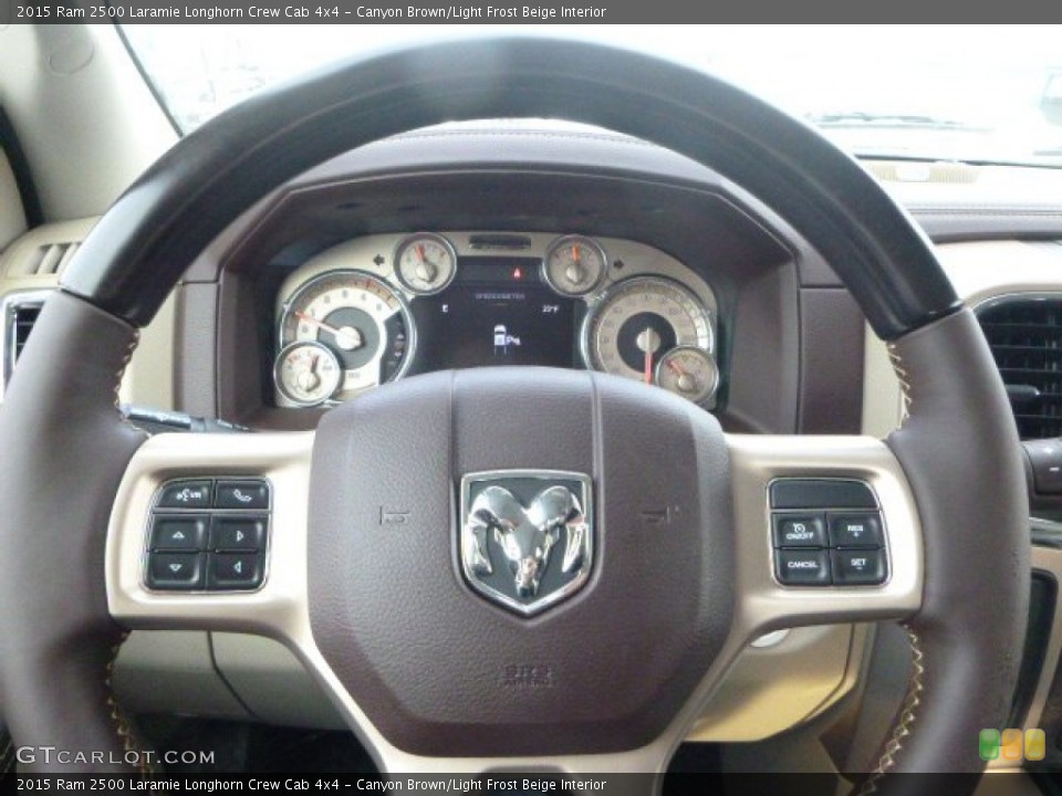 Canyon Brown/Light Frost Beige Interior Steering Wheel for the 2015 Ram 2500 Laramie Longhorn Crew Cab 4x4 #101619366