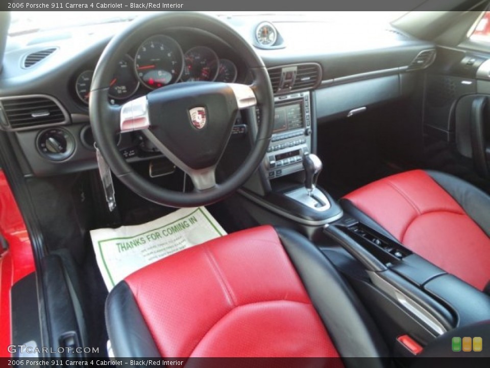 Black/Red Interior Photo for the 2006 Porsche 911 Carrera 4 Cabriolet #101653307