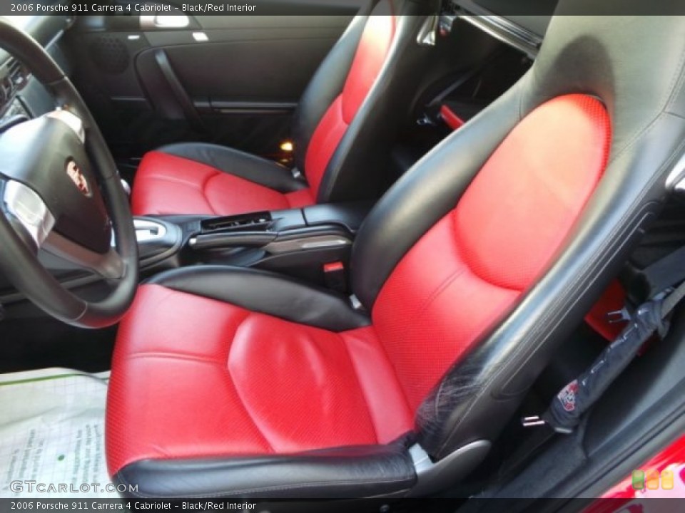 Black/Red Interior Front Seat for the 2006 Porsche 911 Carrera 4 Cabriolet #101653328