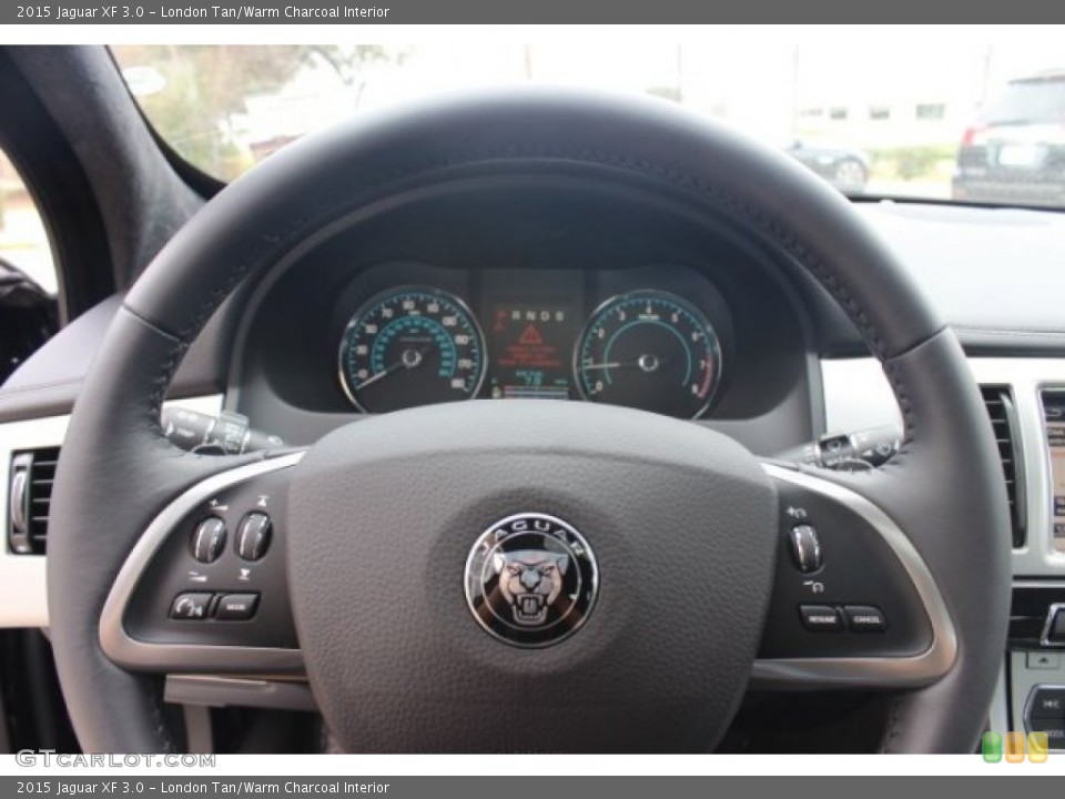 London Tan/Warm Charcoal Interior Steering Wheel for the 2015 Jaguar XF 3.0 #101704529
