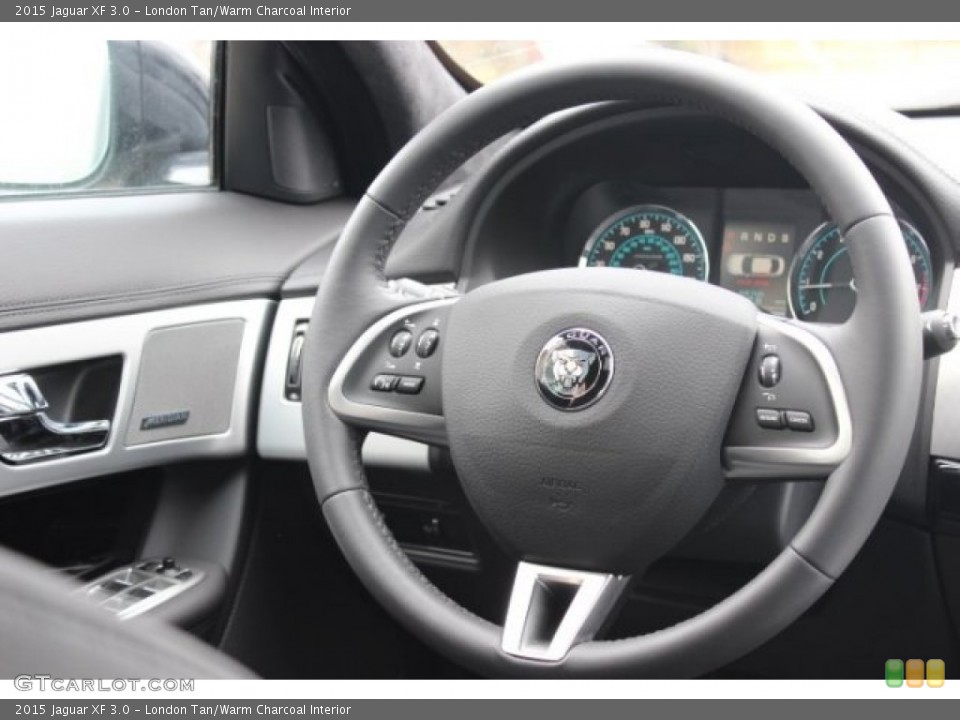 London Tan/Warm Charcoal Interior Steering Wheel for the 2015 Jaguar XF 3.0 #101704577