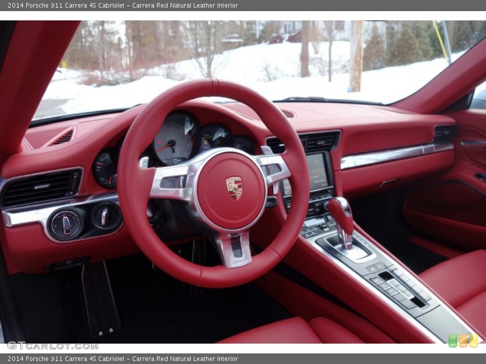 Carrera Red Natural Leather Interior Dashboard for the 2014 Porsche 911 Carrera 4S Cabriolet #101740170