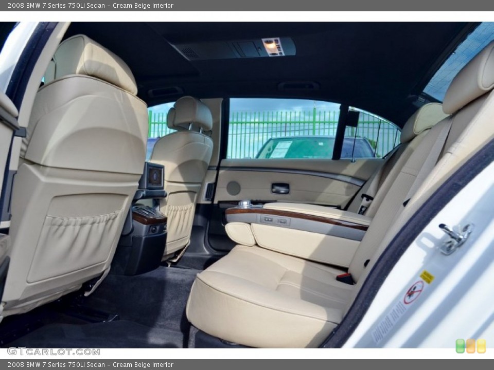 Cream Beige Interior Rear Seat for the 2008 BMW 7 Series 750Li Sedan #101746359