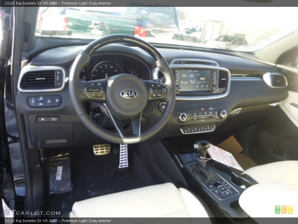 Premium Light Gray Interior Dashboard for the 2016 Kia Sorento SX V6 AWD #101779855
