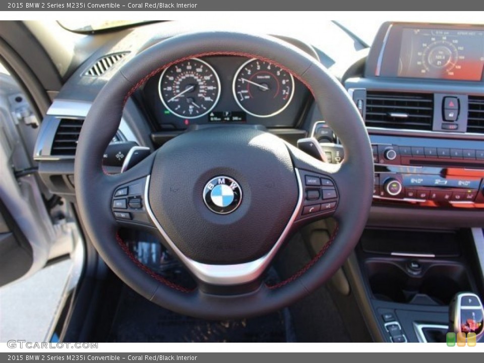 Coral Red/Black Interior Steering Wheel for the 2015 BMW 2 Series M235i Convertible #101791443