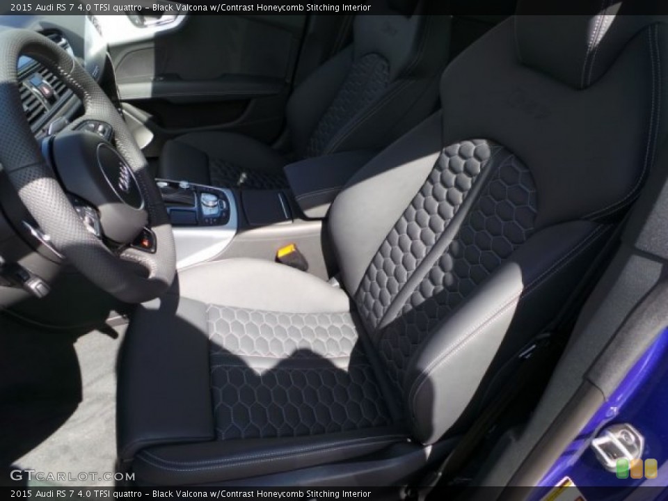 Black Valcona w/Contrast Honeycomb Stitching Interior Front Seat for the 2015 Audi RS 7 4.0 TFSI quattro #101835412