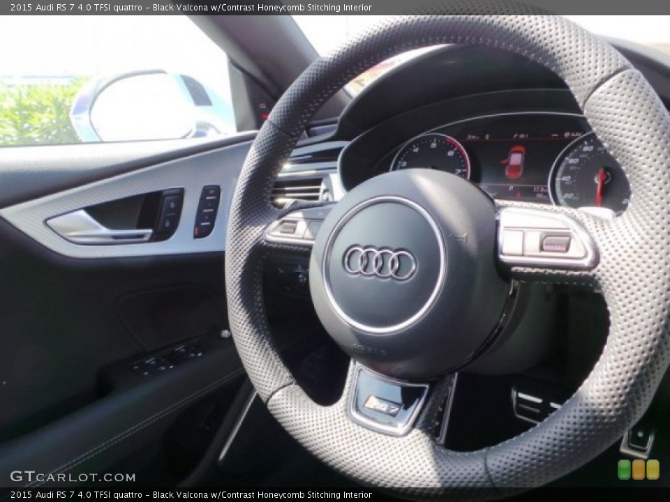 Black Valcona w/Contrast Honeycomb Stitching Interior Steering Wheel for the 2015 Audi RS 7 4.0 TFSI quattro #101835717
