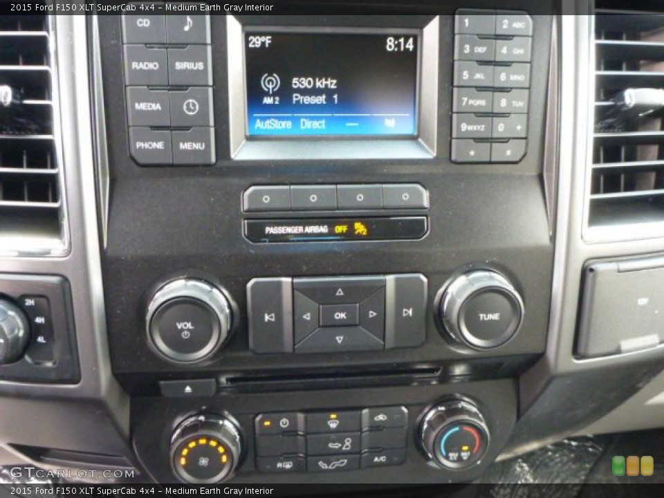 Medium Earth Gray Interior Controls for the 2015 Ford F150 XLT SuperCab 4x4 #101909106