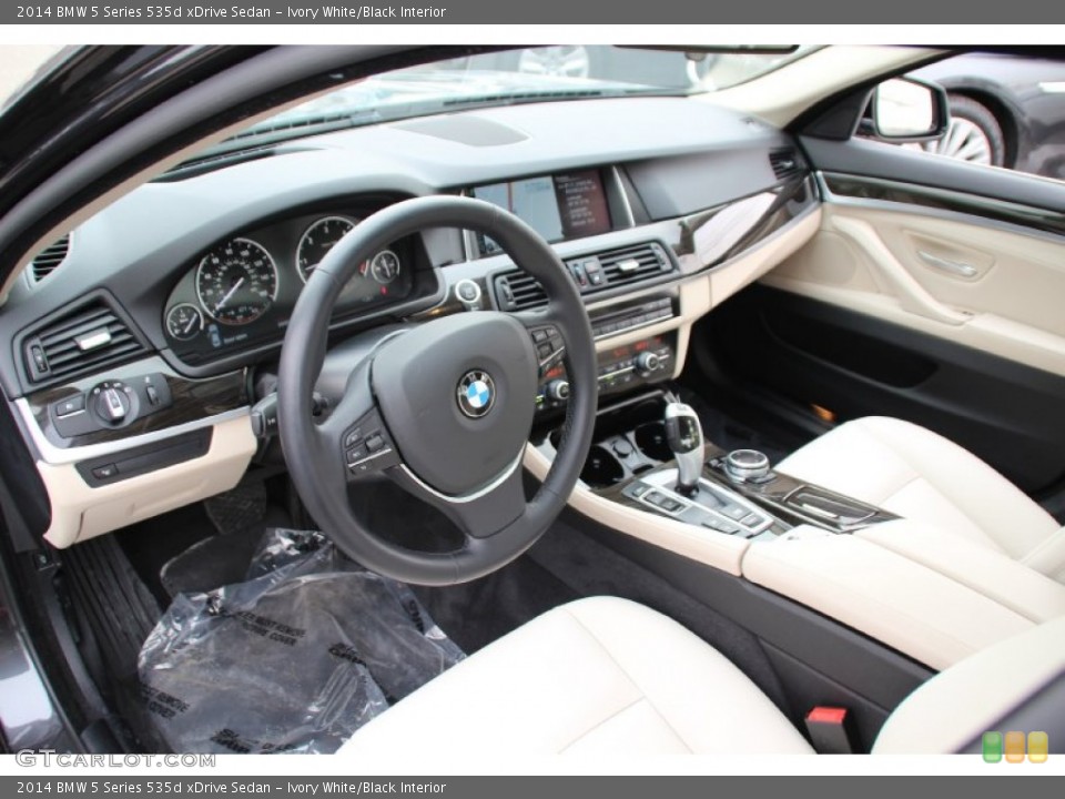 Ivory White/Black 2014 BMW 5 Series Interiors