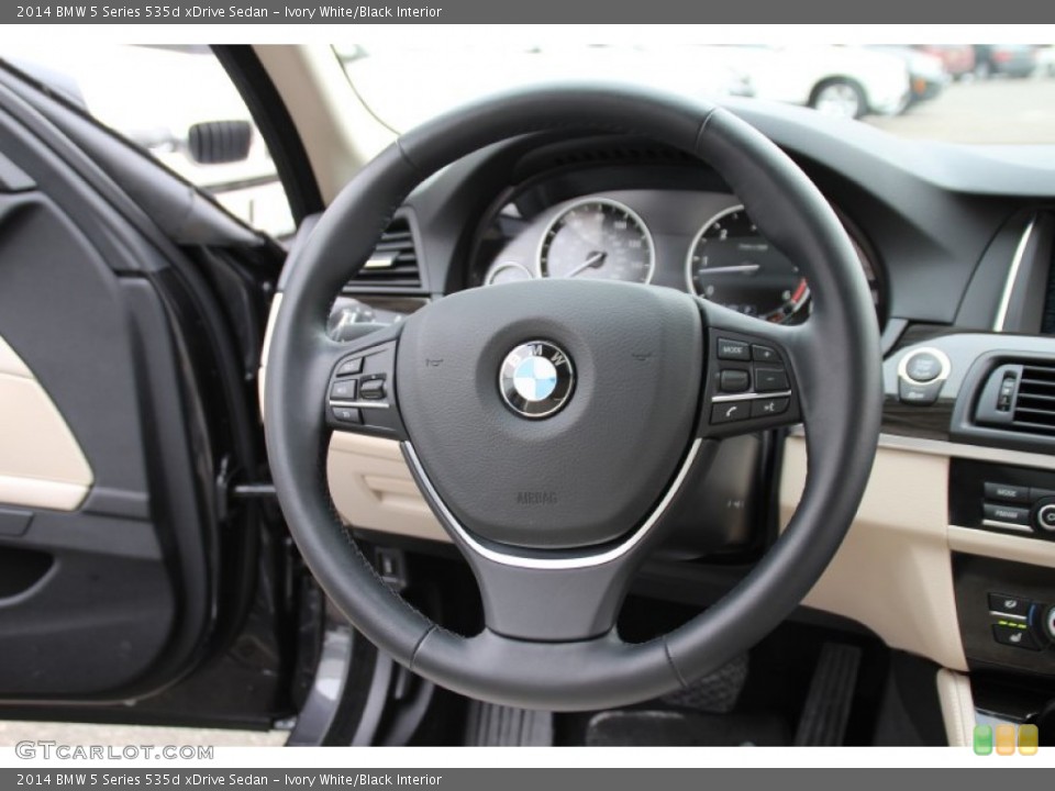 Ivory White/Black Interior Steering Wheel for the 2014 BMW 5 Series 535d xDrive Sedan #101909678