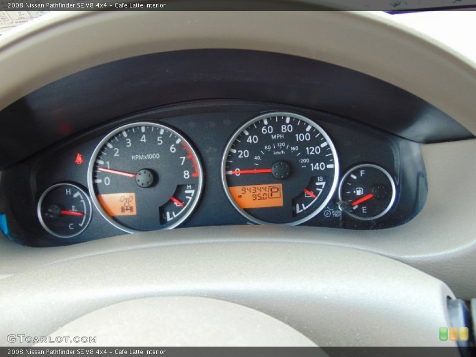 Cafe Latte Interior Gauges for the 2008 Nissan Pathfinder SE V8 4x4 #101918840