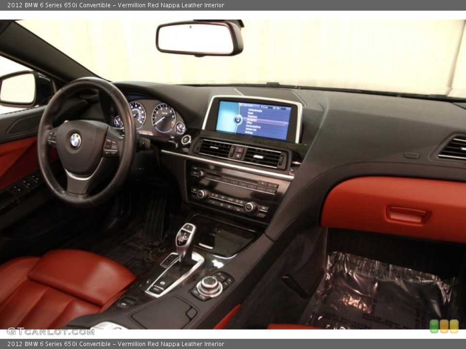 Vermillion Red Nappa Leather Interior Dashboard for the 2012 BMW 6 Series 650i Convertible #101937194