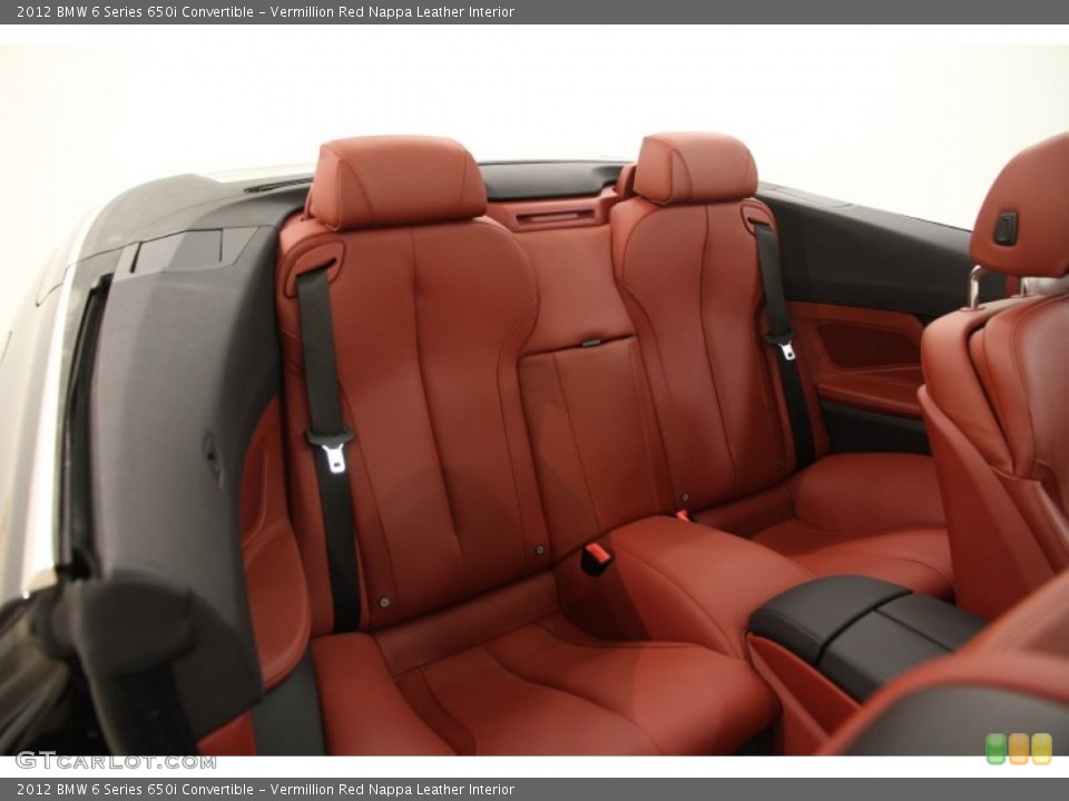 Vermillion Red Nappa Leather Interior Rear Seat for the 2012 BMW 6 Series 650i Convertible #101937227