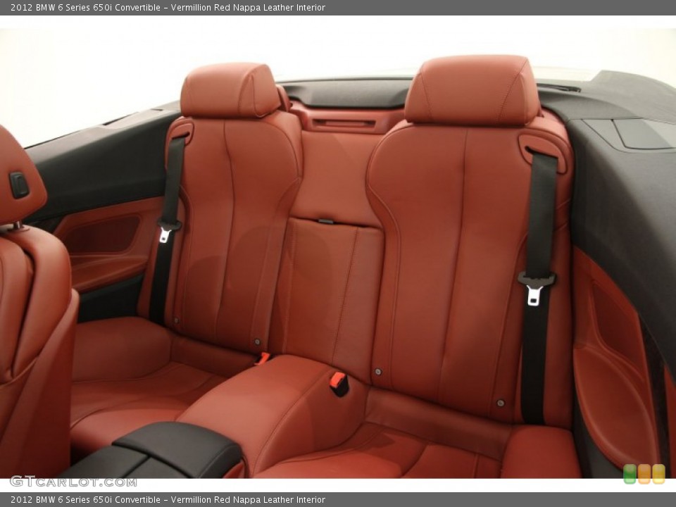 Vermillion Red Nappa Leather Interior Rear Seat for the 2012 BMW 6 Series 650i Convertible #101937242