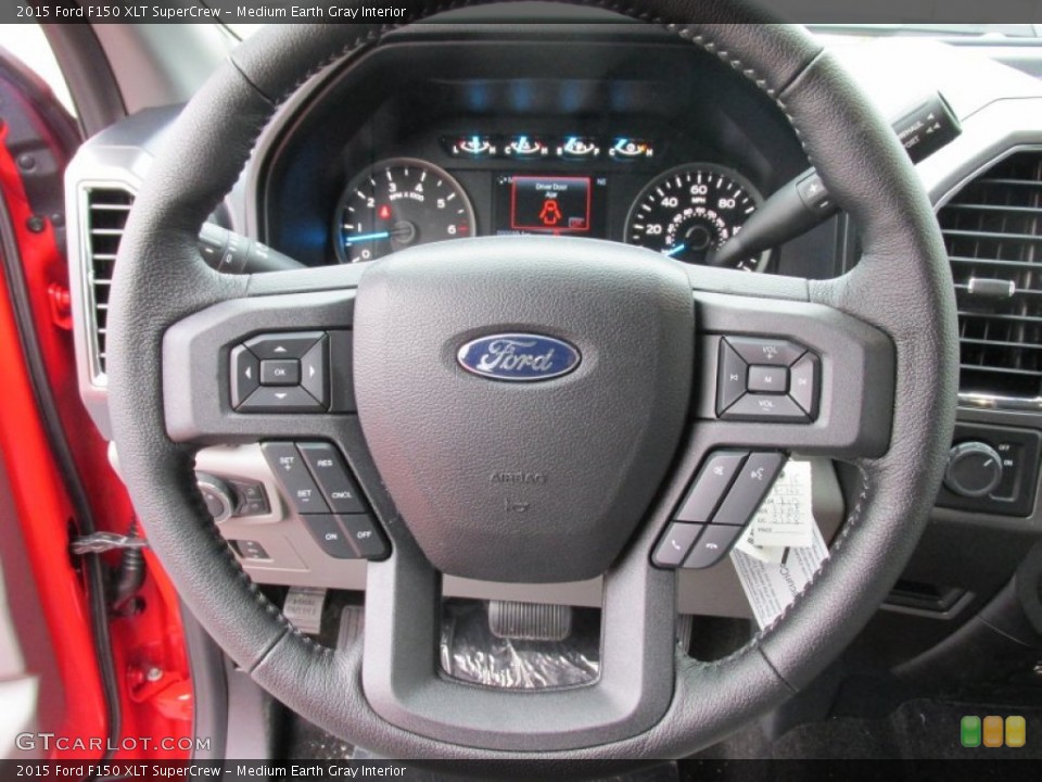 Medium Earth Gray Interior Steering Wheel for the 2015 Ford F150 XLT SuperCrew #101989763