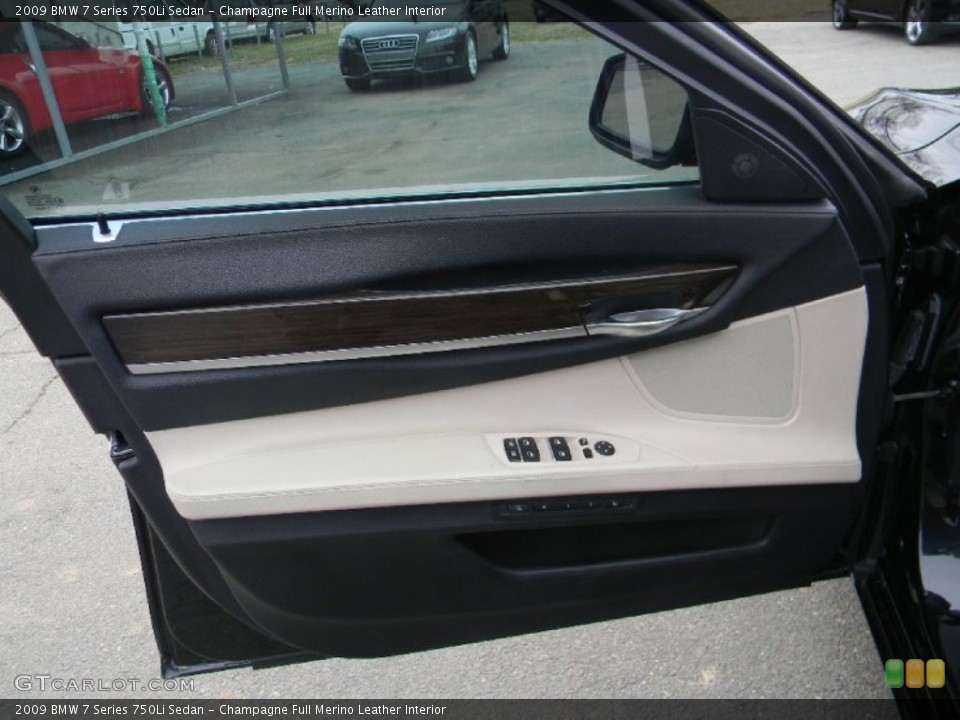Champagne Full Merino Leather Interior Door Panel for the 2009 BMW 7 Series 750Li Sedan #102058185