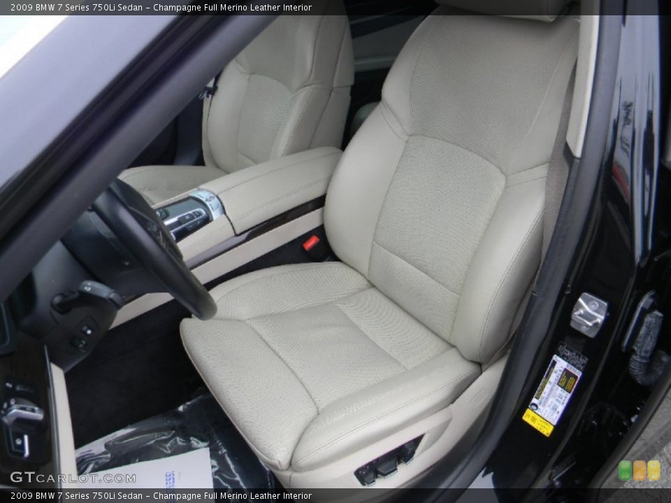 Champagne Full Merino Leather Interior Front Seat for the 2009 BMW 7 Series 750Li Sedan #102058209
