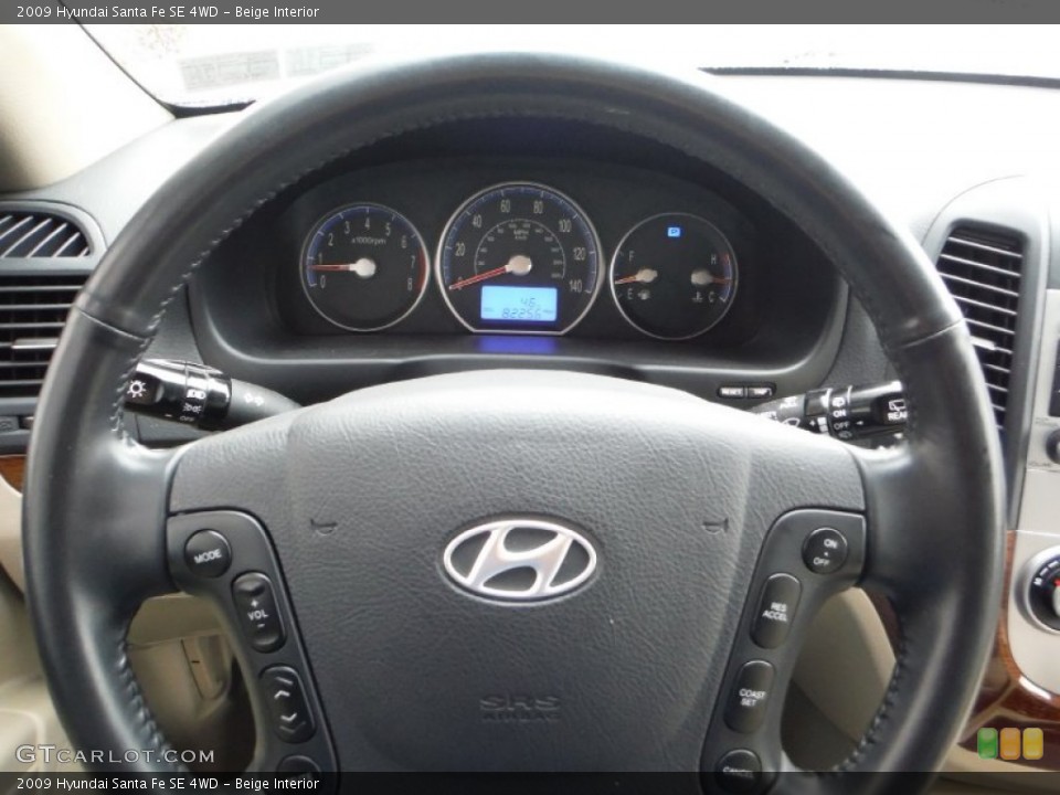 Beige Interior Steering Wheel for the 2009 Hyundai Santa Fe SE 4WD #102088011