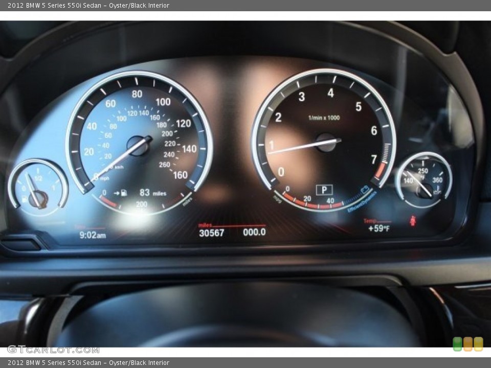Oyster/Black Interior Gauges for the 2012 BMW 5 Series 550i Sedan #102094836