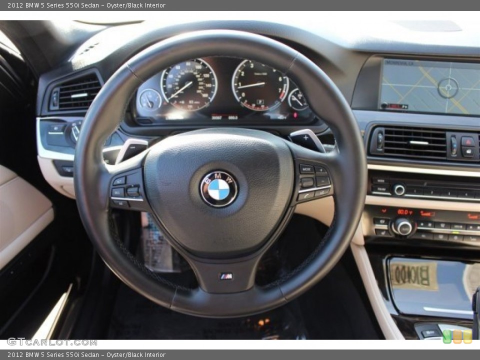 Oyster/Black Interior Steering Wheel for the 2012 BMW 5 Series 550i Sedan #102094902