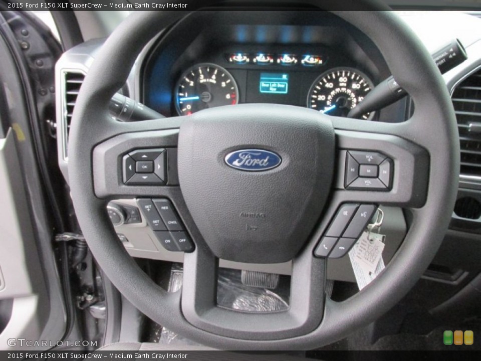 Medium Earth Gray Interior Steering Wheel for the 2015 Ford F150 XLT SuperCrew #102104142