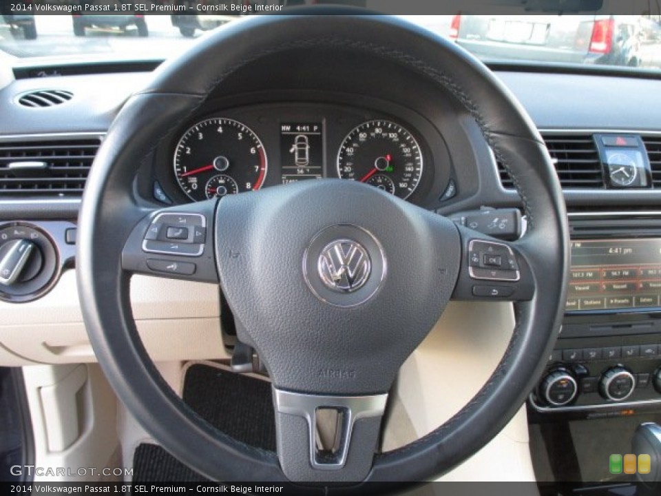 Cornsilk Beige Interior Steering Wheel for the 2014 Volkswagen Passat 1.8T SEL Premium #102116520