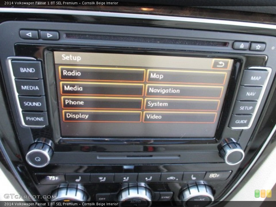 Cornsilk Beige Interior Controls for the 2014 Volkswagen Passat 1.8T SEL Premium #102117171