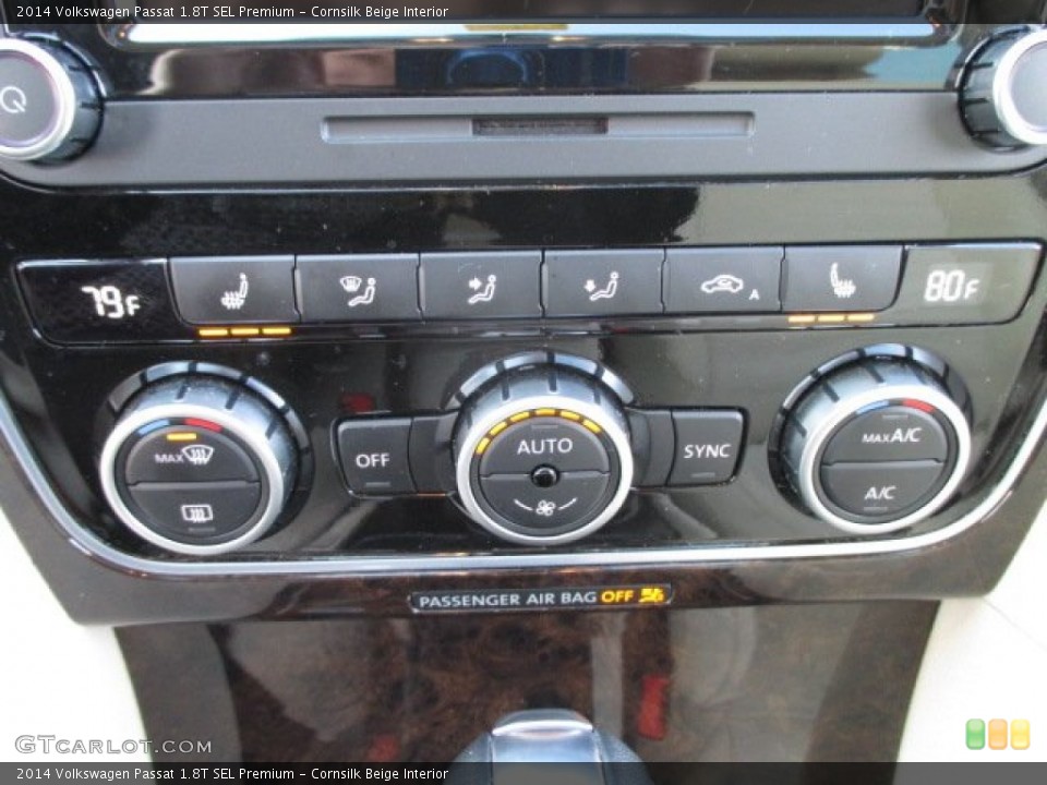 Cornsilk Beige Interior Controls for the 2014 Volkswagen Passat 1.8T SEL Premium #102117186