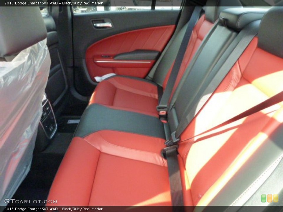 Black/Ruby Red Interior Rear Seat for the 2015 Dodge Charger SXT AWD #102119680