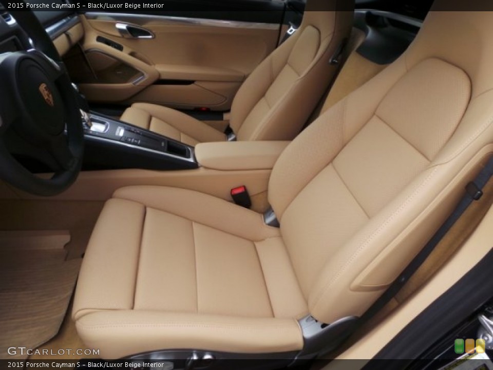 Black/Luxor Beige Interior Front Seat for the 2015 Porsche Cayman S #102138480