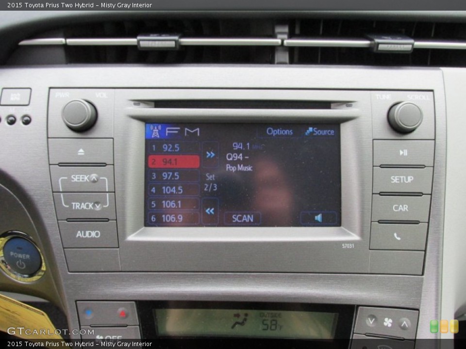 Misty Gray Interior Controls for the 2015 Toyota Prius Two Hybrid #102145695