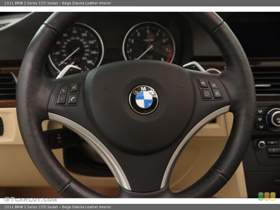 Beige Dakota Leather Interior Steering Wheel for the 2011 BMW 3 Series 335i Sedan #102158627
