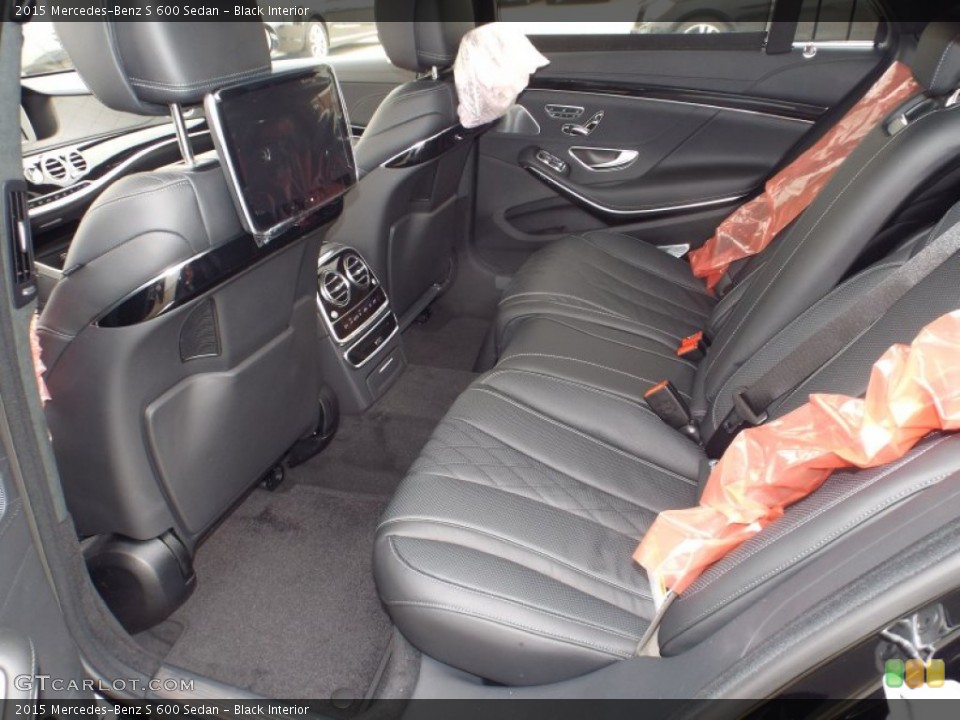Black Interior Rear Seat for the 2015 Mercedes-Benz S 600 Sedan #102161705
