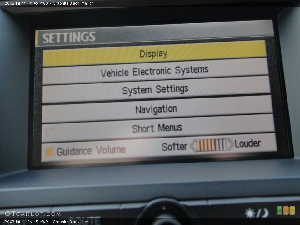 Graphite Black Interior Controls for the 2003 Infiniti FX 45 AWD #102173578
