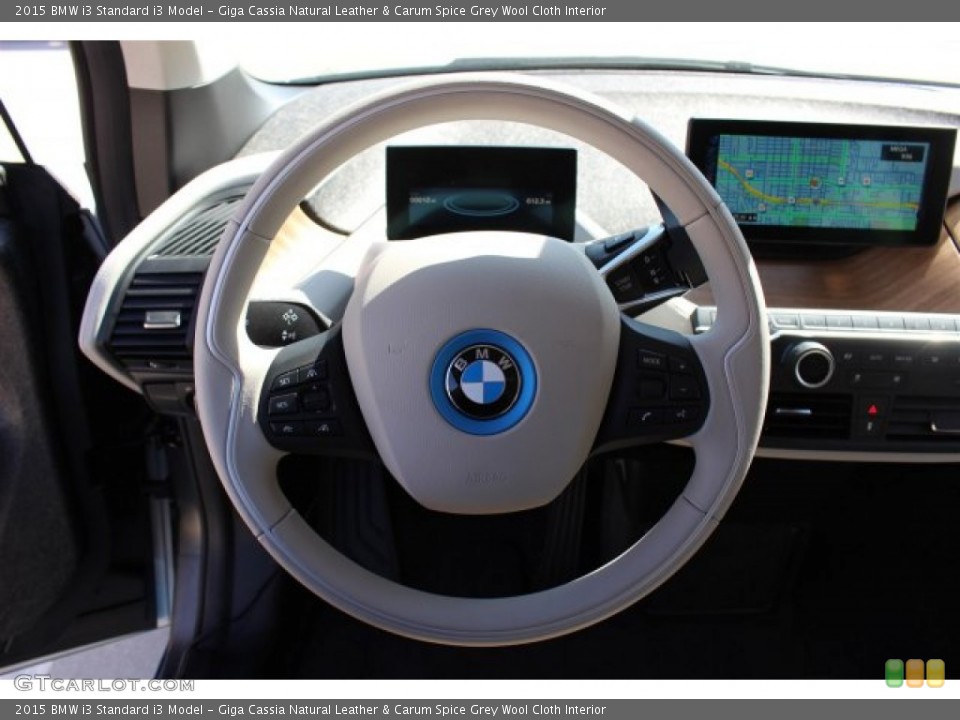 Giga Cassia Natural Leather & Carum Spice Grey Wool Cloth Interior Steering Wheel for the 2015 BMW i3  #102173990