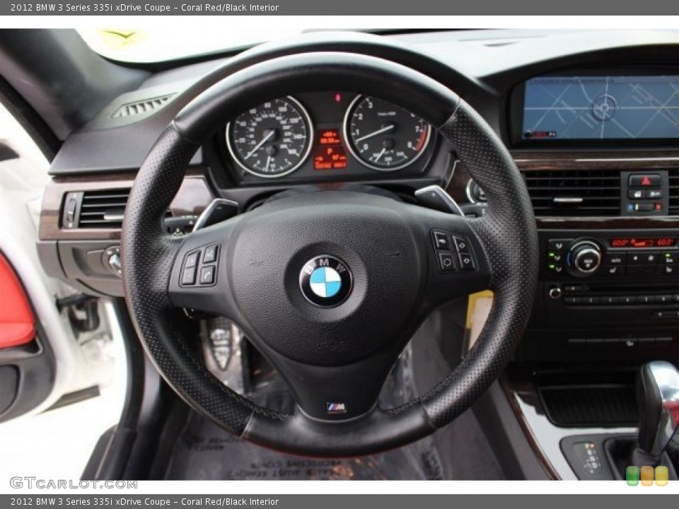 Coral Red/Black Interior Steering Wheel for the 2012 BMW 3 Series 335i xDrive Coupe #102193343