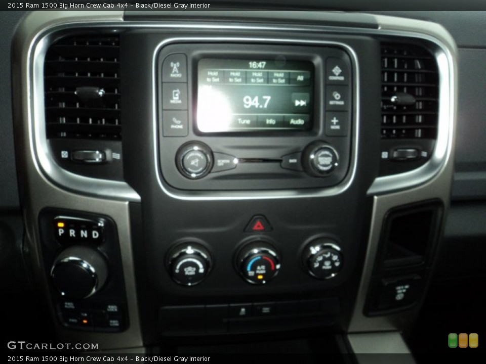 Black/Diesel Gray Interior Controls for the 2015 Ram 1500 Big Horn Crew Cab 4x4 #102201689