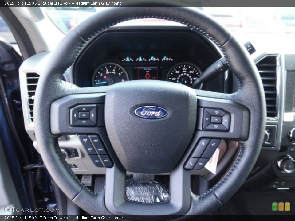 Medium Earth Gray Interior Steering Wheel for the 2015 Ford F150 XLT SuperCrew 4x4 #102246597